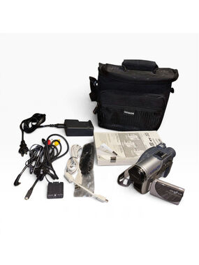 Hitachi DVD Camcorder Video Camera Silver Dz-mv750ma Bundle Lot Tested Working